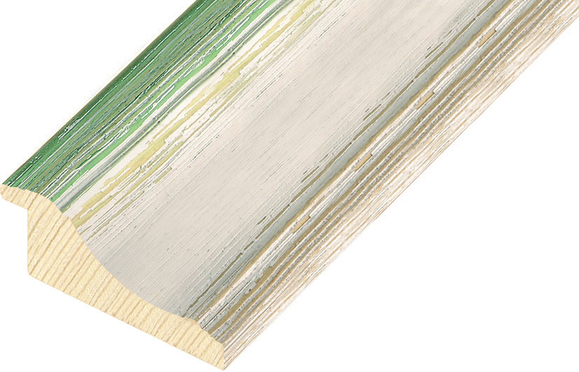 Moulding finger-jointed pine Width 66mm - White-green, shabb - 869VERDE