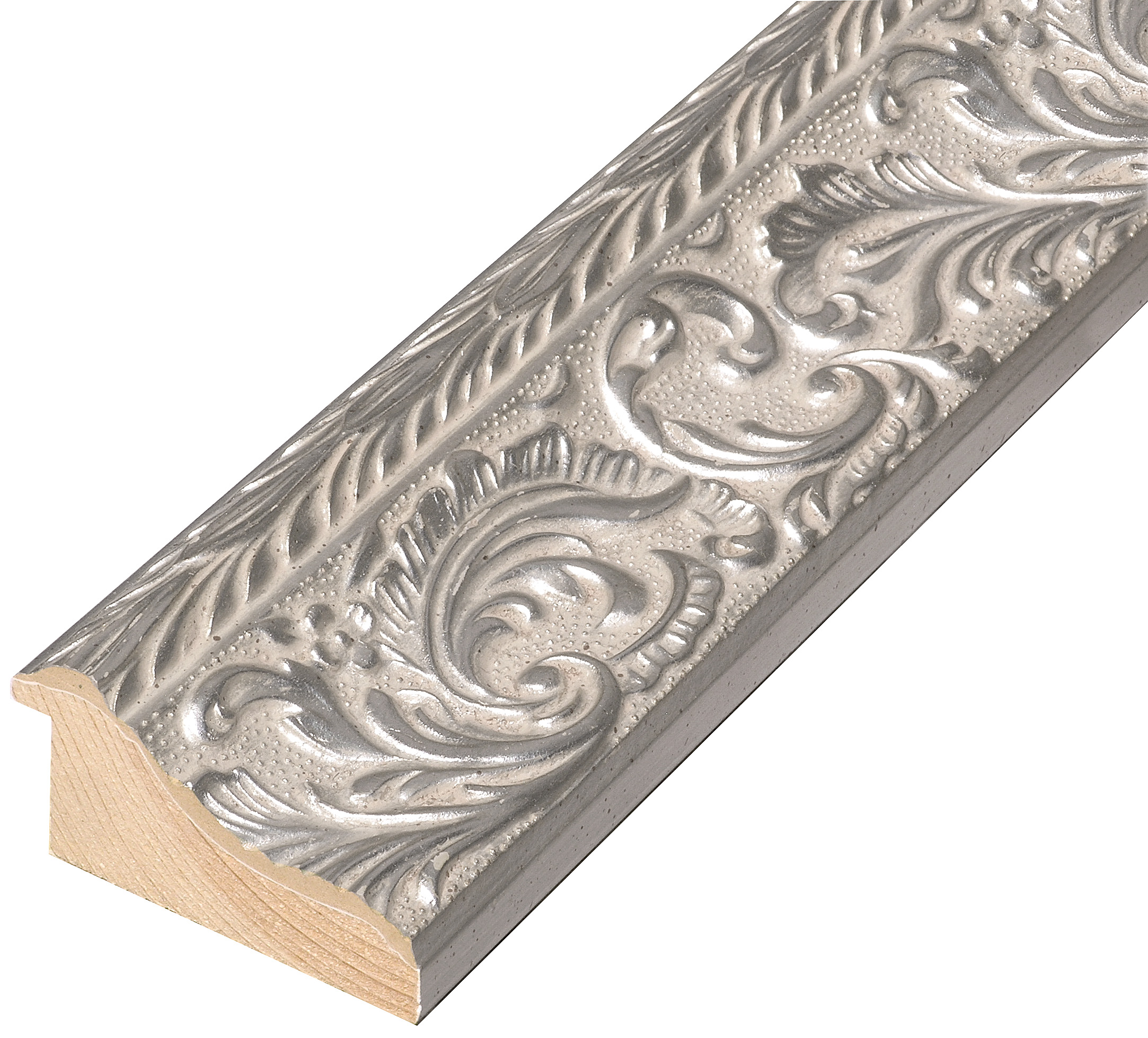 Moulding finger-jointed pine Width 69mm - Silver, decorations - 882ARGENTO