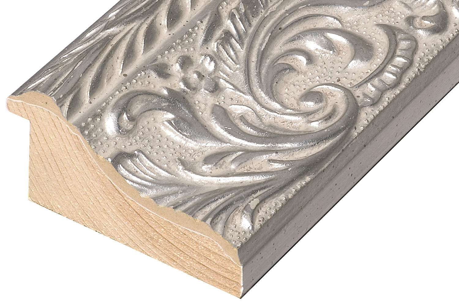 Moulding finger-jointed pine Width 69mm - Silver, decorations - 882ARGENTO