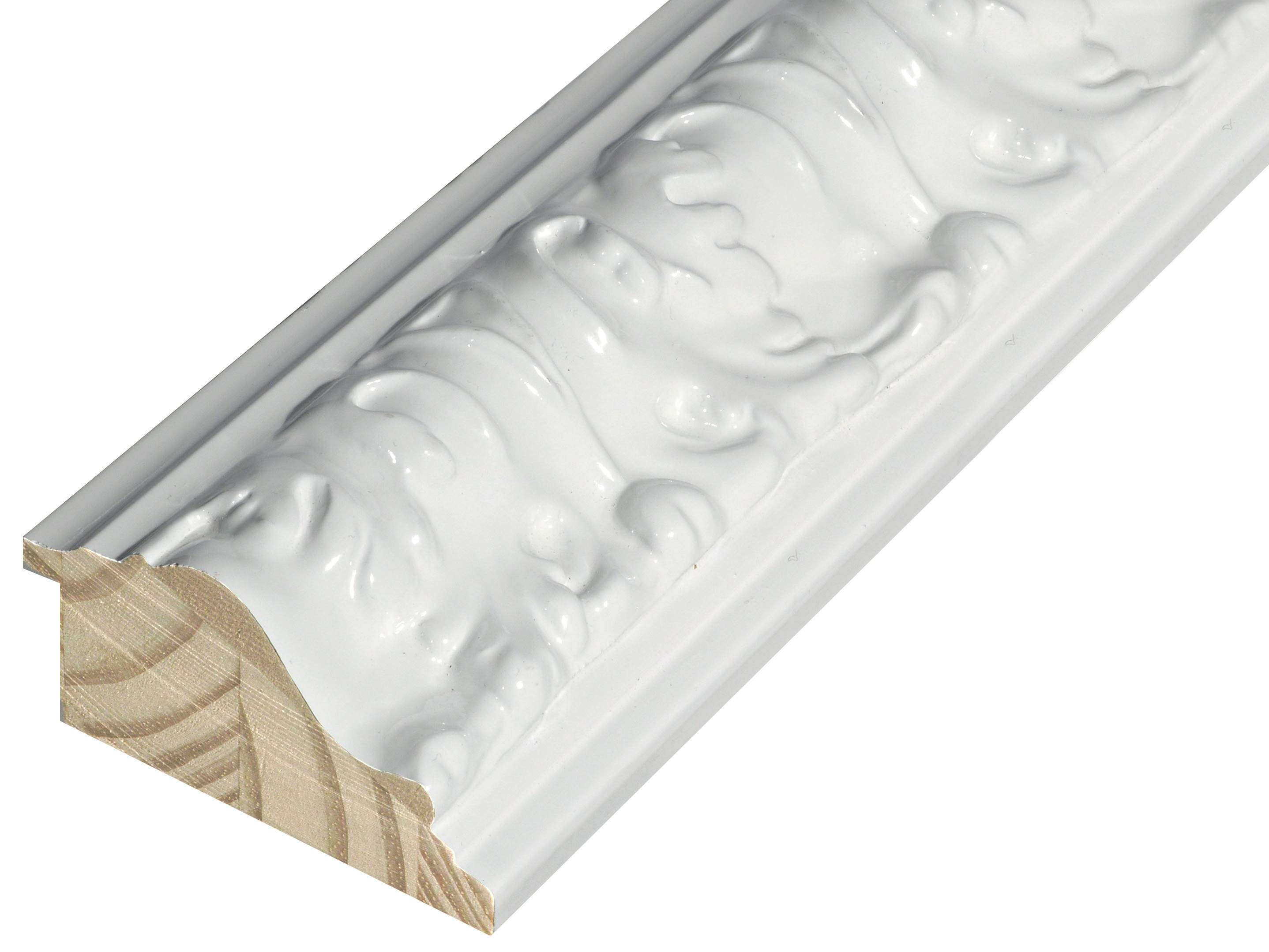 Moulding finger-jointed pine width 85mm height 45 - Glossy White - 932BIANCO