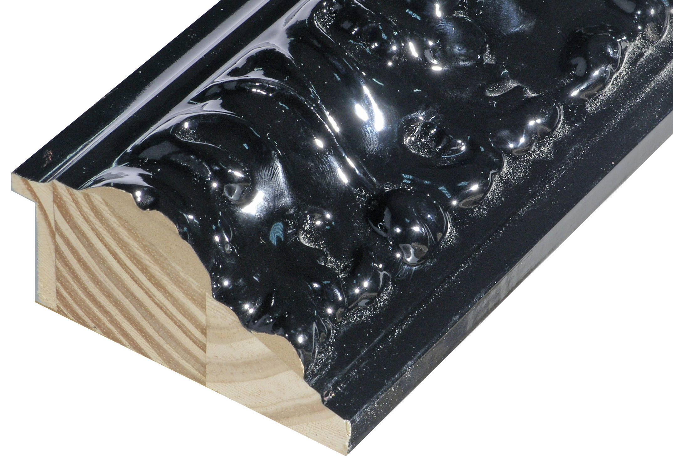 Moulding finger-jointed pine width 85mm height 45 - Glossy Black