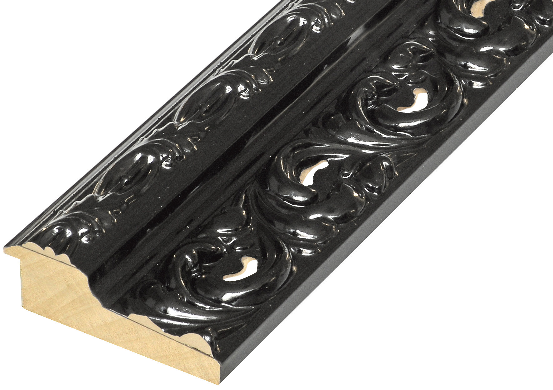 Moulding finger-jointed pine Width 95mm - Glossy Black - 968NERO