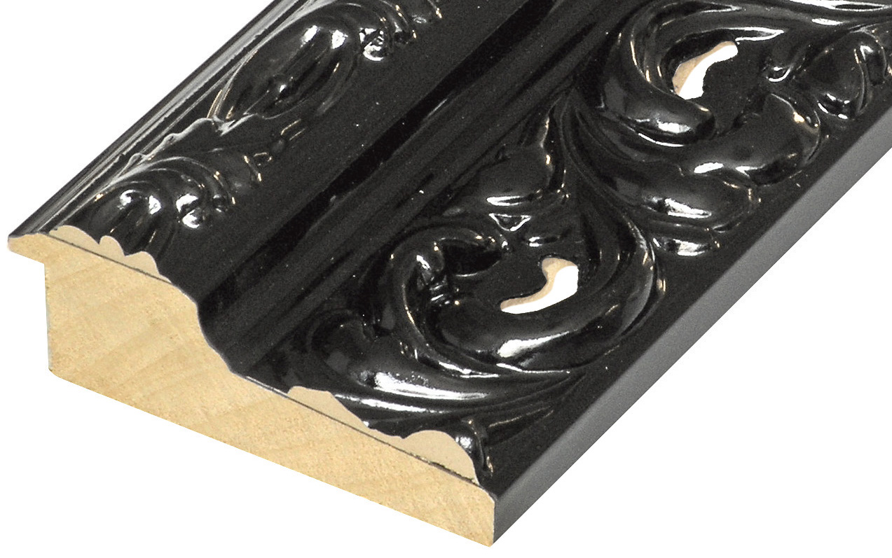 Moulding finger-jointed pine Width 95mm - Glossy Black - 968NERO