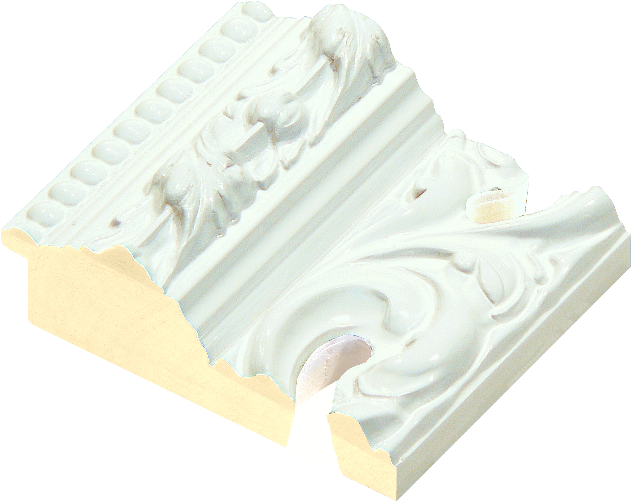 Corner sample of moulding 969BIANCO