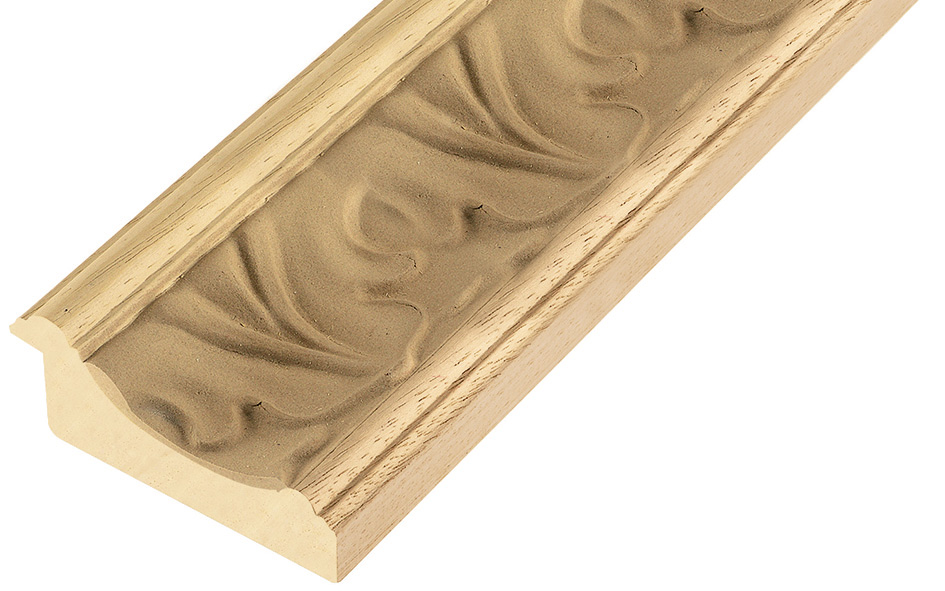 Moulding ayous, width 80 mm - embossed bare timber - 972G