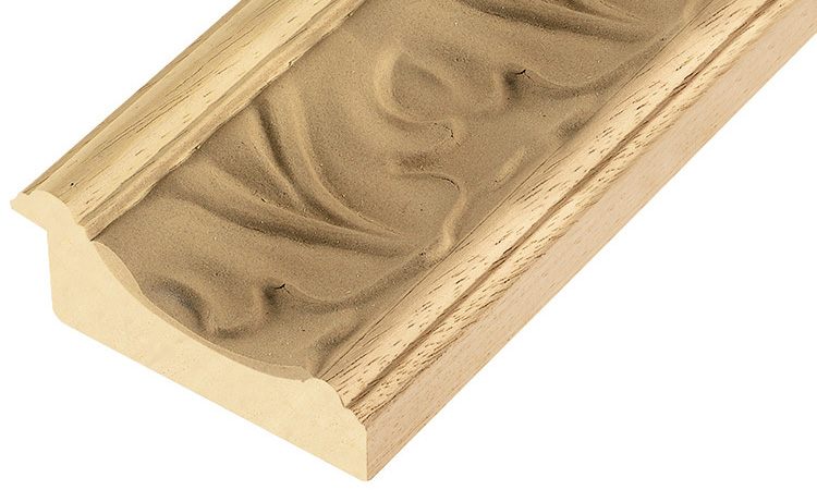 Moulding ayous, width 80 mm - embossed bare timber - 972G