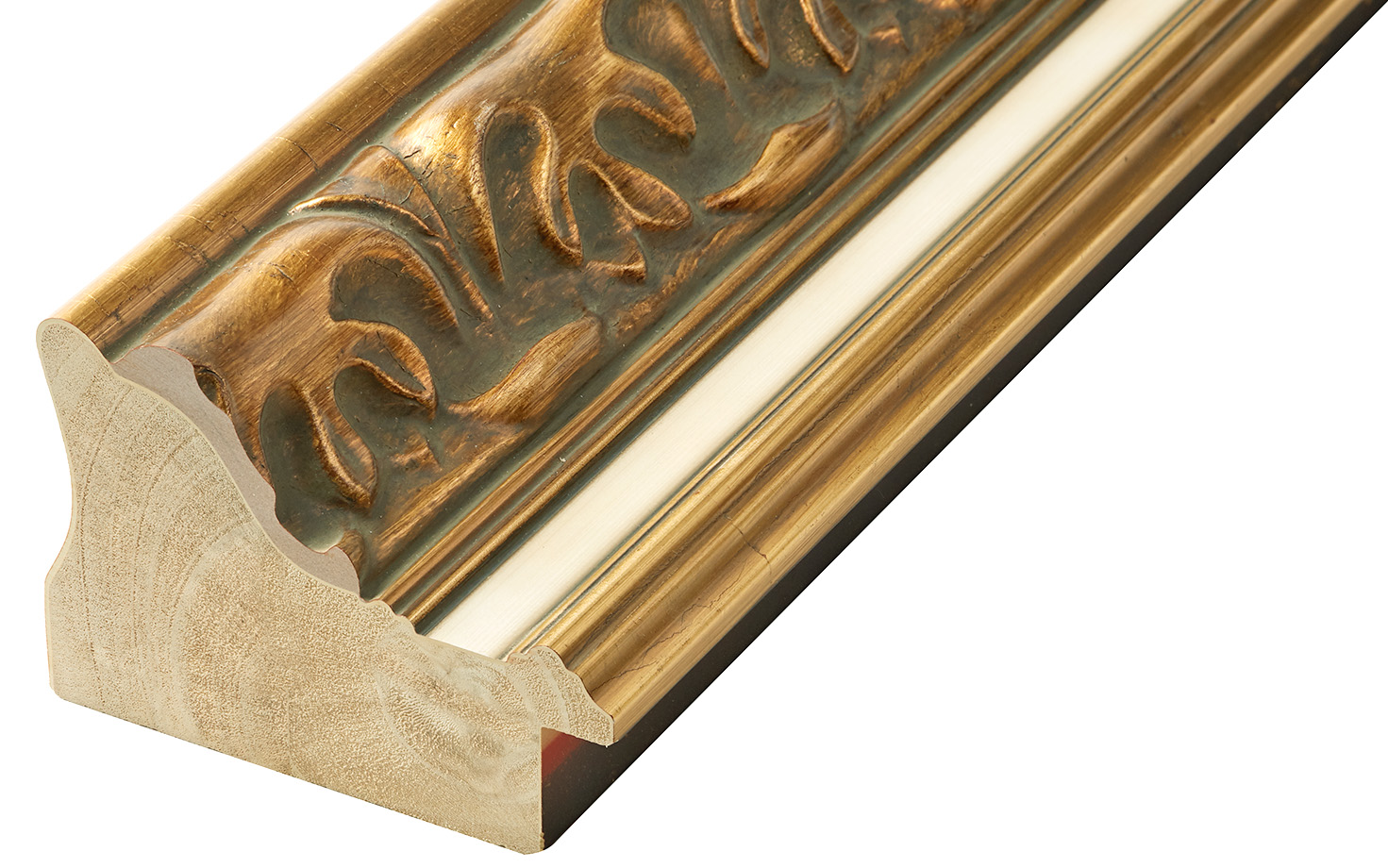 Moulding jelutong, width 102mm - Gold with white strip - 995OROBIAN