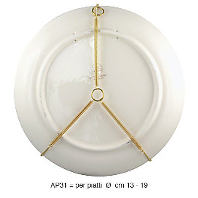 Glossy brass plate-hanger, diam. from 12 to 16 cm - 2 pieces