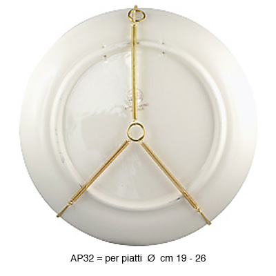 Glossy brass plate-hanger, diam. from 19 to 26 cm - 2 pieces