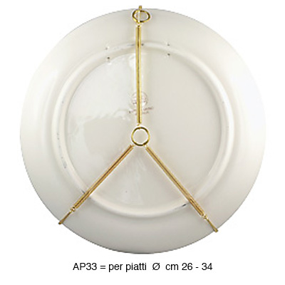 Glossy brass plate-hanger, diam. from 26 to 34 cm - 2 pieces