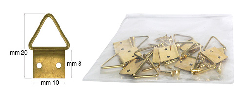 Bag of 10 brass hangers No.1 with 20 nails