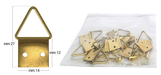 Bag of 10 brass hangers No.3 with 20 nails