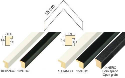 Complete set of corner samples of moulding model 10-15 (5 pieces)