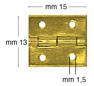 Brass plated iron hinges 13x15 mm - Pack 1000
