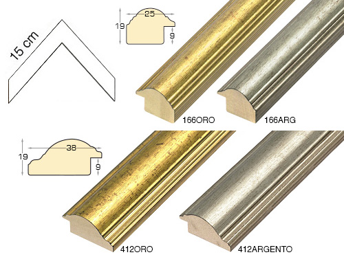 Complete set of corner samples of moulding 166-412 (4 pieces)