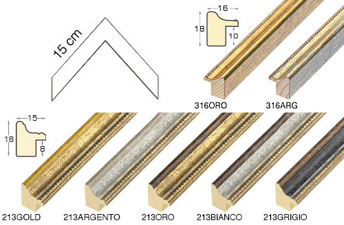 Complete set of corner samples of moulding 213 (3 pieces)