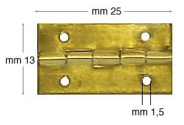 Brass plated iron hinges 13x25 mm - Pack 1000