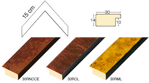 Complete set of corner samples of moulding 30 (3 pieces)