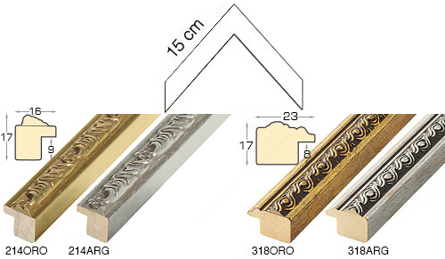 Complete set of corner samples of moulding 214-318 (4 pieces)