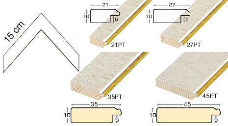 Complete set of corner samples of mouldings canvas effect (5 pieces)