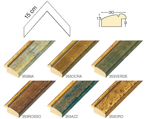 Complete set of corner samples of moulding 353 (6 pieces)