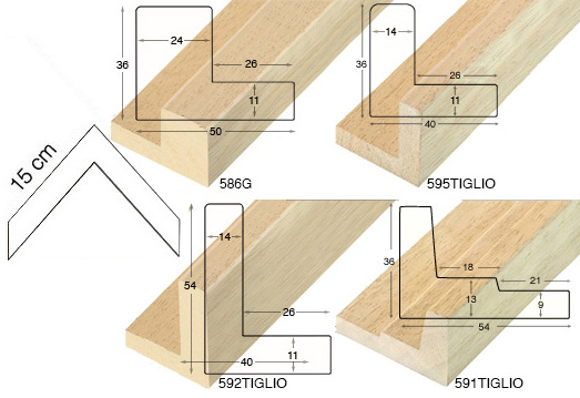 Complete set of corner samples of moulding 35 (2 pieces)