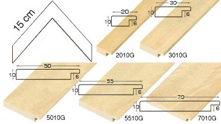 Complete set of corner samples of moulding 1510 etc. (7 pieces)