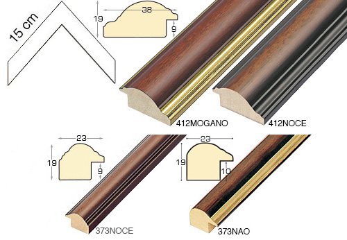 Complete set of corner samples of moulding 412 (3 pieces)