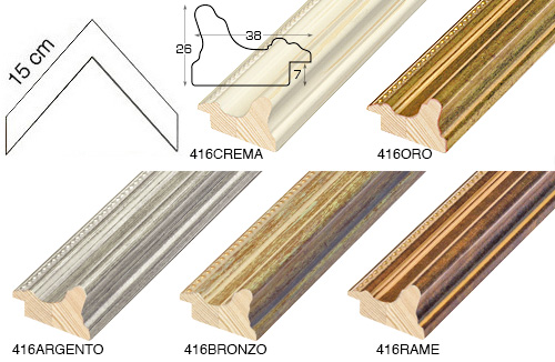 Complete set of corner samples of moulding 416 (5 pieces)