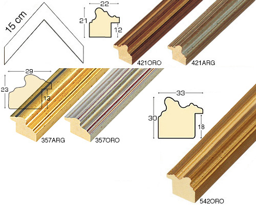 Complete set of corner samples of moulding 421-542 (5 pieces)