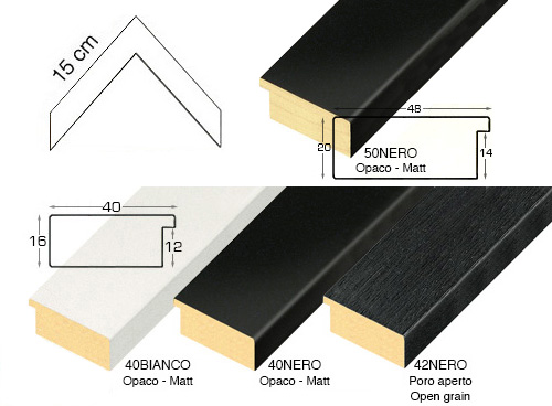 Complete set of corner samples of moulding 40-42-50 (4 pieces)