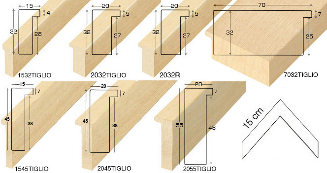 Complete set of corner samples of moulding 42 (4 pieces)