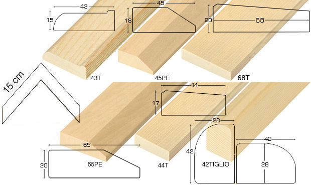 Complete set of corner samples of moulding 42 (6 pieces)