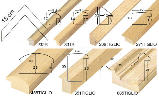 Complete set of corner samples of raw moulding (6 pieces)