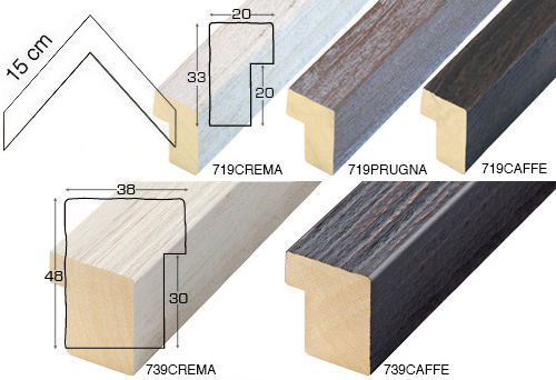 Complete set of corner samples of moulding 719-739 (5 pieces)