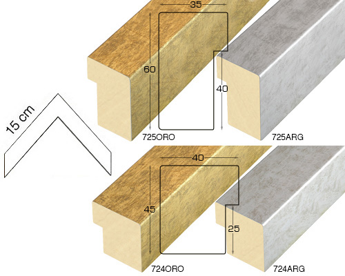 Complete set of corner samples of moulding 724 (2 pieces)