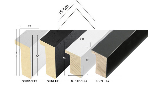 Complete set of corner samples of moulding 749-823-827 (4 pieces)