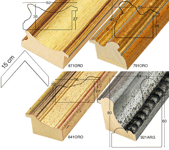 Complete set of corner samples of moulding 871-791-881 (3 pieces)