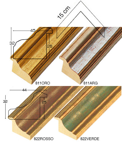 Complete set of corner samples of moulding 811 (2 pieces)