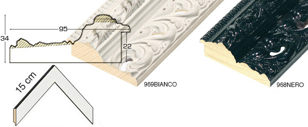 Complete set of corner samples of moulding 968 (2 pieces)