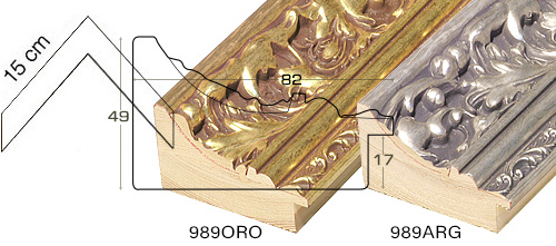 Complete set of corner samples of moulding 989 (2 pieces)