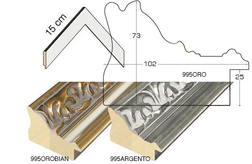 Complete set of corner samples of moulding 995 (3 pieces)