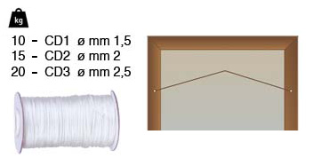 Cord for hanging frames, 20 kg breakage strain - 300 mt