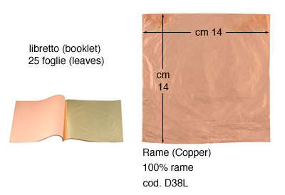 Imitation leaf, 14x14 cm - Copper - 20 booklets of 25 sh.  - D38V