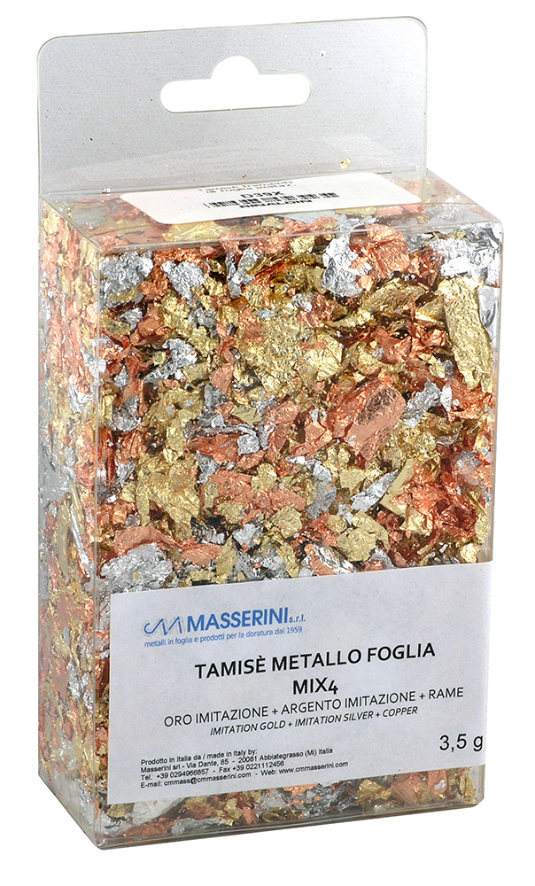 Tamisé, imitation leaf fragments mix, gold/copper/alum- 3 gr