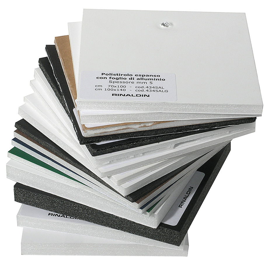 Complete sampling of all foamboards, 9x9 cm (about 15 samples)