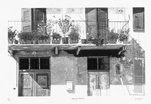 Etching: Schiavo: Balcone fiorito cm 70x50