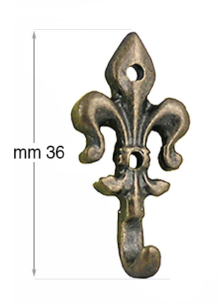 Bronzed craft hooks 36 mm - Pack 5 pcs