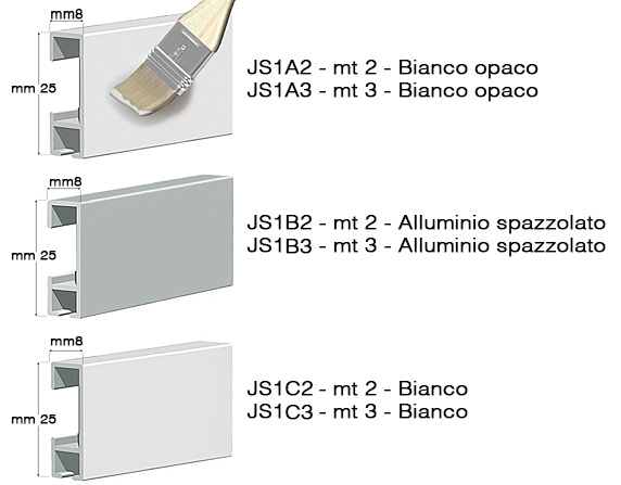 Aluminum Rail 3 metres, alu brushed