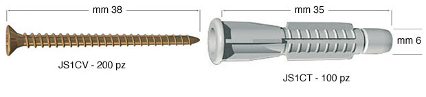 Plugs 6 mm universal for screws - Pack 100 pcs